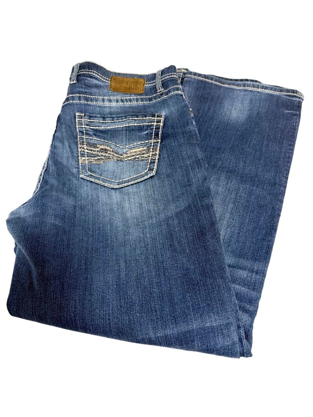 BKE Tyler‎ Bootcut Jeans Mens 38R Medium Wash Distressed Denim Classic Fit